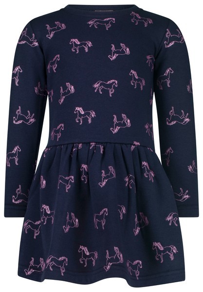 SALT AND PEPPER Girls ThermoDress Horses AOP navy